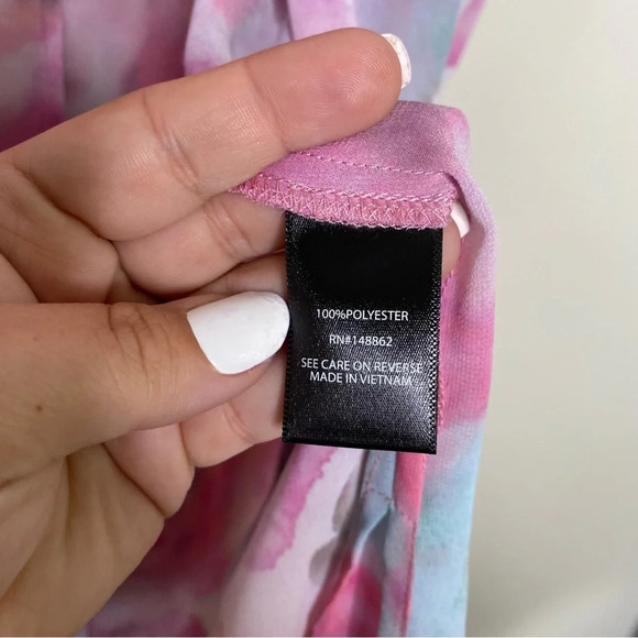 ✨NWT Torrid Pink Tie Dye Watercolor Flutter Sleeve Chiffon Long Kimono Large - Picture 10 of 11